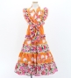 Kids Flamenco Tiered Skirt and Double Frilled Shawl Set / Bouquet & Dots / Light Orange & Pink / JFPSp-6