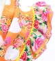 Kids Flamenco Tiered Skirt and Double Frilled Shawl Set / Bouquet & Dots / Light Orange & Pink / JFPSp-6