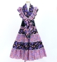 Kids Flamenco Tiered Skirt and Double Frilled Shawl Set / Roses & Dots / Purple & Pink / JFPSp-7