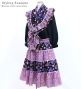 Kids Flamenco Tiered Skirt and Double Frilled Shawl Set / Roses & Dots / Purple & Pink / JFPSp-7