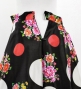 Circular Flamenco Skirt with Frills / Bouquets & Dots / Black & Red / JFS-12