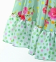 Circular Flamenco Skirt with Frills / Roses & Carnations / Light Green / JFS-22