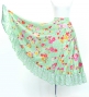 Circular Flamenco Skirt with Frills / Roses & Carnations / Light Green / JFS-22