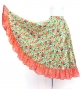 Circular Flamenco Skirt with Frills / Roses / Mint Green & Pink / JFS-23