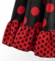 Circular Flamenco Skirt with Frills / Polka Dots / Black & Red / JFS-2