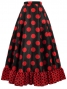 Circular Flamenco Skirt with Frills / Polka Dots / Black & Red / JFS-2