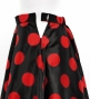 Circular Flamenco Skirt with Frills / Polka Dots / Black & Red / JFS-2