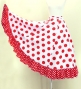 Circular Flamenco Skirt with Frills / Polka Dots / White & Red / JFS-3