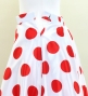 Circular Flamenco Skirt with Frills / Polka Dots / White & Red / JFS-3