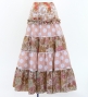 Flamenco Tiered Skirt / Floral & Dots / Pink Beige / FS-63