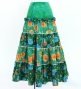Flamenco Tiered Skirt / Roses / Turquoise Blue & Green / FS-69