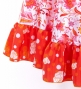 Circular Flamenco Skirt with Frills / Butterfly Paisley / White & Red / JFS-8