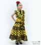 Kids Flamenco Tiered Skirt / Dots & Roses / Yellow & Black / JFSp-12