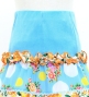 Kids Flamenco Tiered Skirt / Bouquet & Dots / Light Blue & Orange / JFSp-13