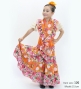 Kids Flamenco Tiered Skirt / Bouquet & Dots / Light Orange & Pink / JFSp-14