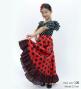 Kids Circular Flamenco Skirt with Frills / Polka Dots / Red & Black / JFSp-1