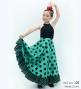 Kids Circular Flamenco Skirt with Frills / Polka Dots / Turquoise Blue & Black / JFSp-3