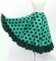 Kids Circular Flamenco Skirt with Frills / Polka Dots / Turquoise Blue & Black / JFSp-3