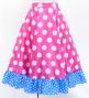 Kids Circular Flamenco Skirt with Frills / Polka Dots / Cherry Pink & Sky Blue / JFSp-4