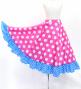 Kids Circular Flamenco Skirt with Frills / Polka Dots / Cherry Pink & Sky Blue / JFSp-4