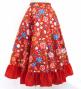 Kids Circular Flamenco Skirt with Frills / Floral / Red / JFSp-5