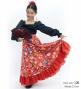 Kids Circular Flamenco Skirt with Frills / Floral / Red / JFSp-5