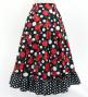 Kids Circular Flamenco Skirt with Frills / Rose & Dots / Black & Red / JFSp-6