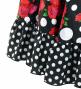 Kids Circular Flamenco Skirt with Frills / Rose & Dots / Black & Red / JFSp-6