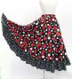 Kids Circular Flamenco Skirt with Frills / Rose & Dots / Black & Red / JFSp-6