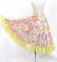 Kids Circular Flamenco Skirt with Frills / Floral / Cream / JFSp-7
