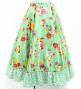 Kids Circular Flamenco Skirt with Frills / Roses & Carnations / Light Green / JFSp-8