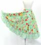 Kids Circular Flamenco Skirt with Frills / Roses & Carnations / Light Green / JFSp-8