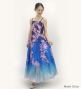 Japan Fabric Long Dress with Cherry Blossom Print / Shantung / Blue / JW001bl