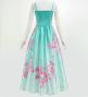 Japan Fabric Long Dress with Cherry Blossom Print / Shantung / Light Blue / JW001lbl