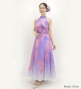 Japan Fabric Long Dress with Cherry Blossom Print / Velvet / Light Purple / JW002lpu