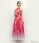 Japan Fabric Long Dress with Cherry Blossom Print / Velvet / Red / JW002rd