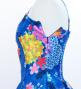 Japan Fabric Long Dress with Chrysanthemum & Plum Blossom & Cherry Blossom Print / Shantung / Blue / JW003bl