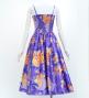 Japan Fabric Long Dress with Chrysanthemum & Plum Blossom & Cherry Blossom Print / Shantung / Purple / JW003pu