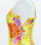 Japan Fabric Long Dress with Chrysanthemum & Plum Blossom & Cherry Blossom Print / Shantung / Yellow / JW003ye