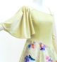 Japan Fabric One Shoulder Frill Sleeve Long Dress / Beige / JW004be