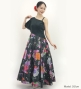 Japan Fabric One Shoulder Frill Sleeve Long Dress / Black / JW004bk