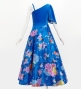 Japan Fabric One Shoulder Frill Sleeve Long Dress / Blue / JW004bl