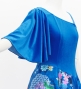 Japan Fabric One Shoulder Frill Sleeve Long Dress / Blue / JW004bl