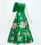 Japan Fabric One Shoulder Frill Sleeve Long Dress / Green / JW004gr