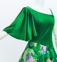 Japan Fabric One Shoulder Frill Sleeve Long Dress / Green / JW004gr
