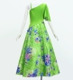 Japan Fabric One Shoulder Frill Sleeve Long Dress / Light Green / JW004lgr