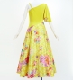 Japan Fabric One Shoulder Frill Sleeve Long Dress / Yellow / JW004ye