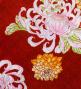 Japan Fabric One Shoulder Frill Sleeve Long Dress with Chrysanthemum Print / Red / JW005rd