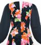 Japan Fabric Long Sleeve Dress with Peony Print / Black / JW007bk