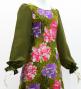 Japan Fabric Long Sleeve Dress with Peony Print / Khaki / JW007ka